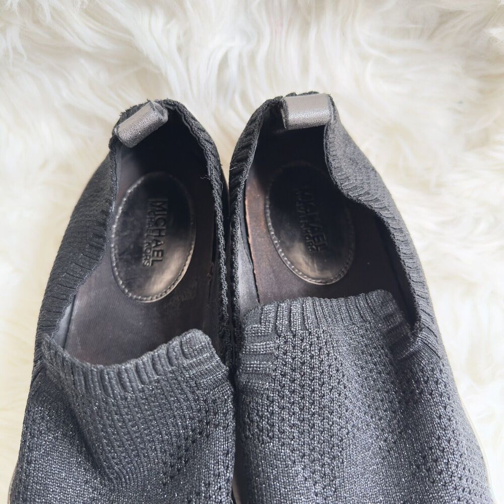 Michael Kors Womens Skyler Slip On Shoes Black Gold Fabric Knit Round Toe 10M - Picture 10 of 10
